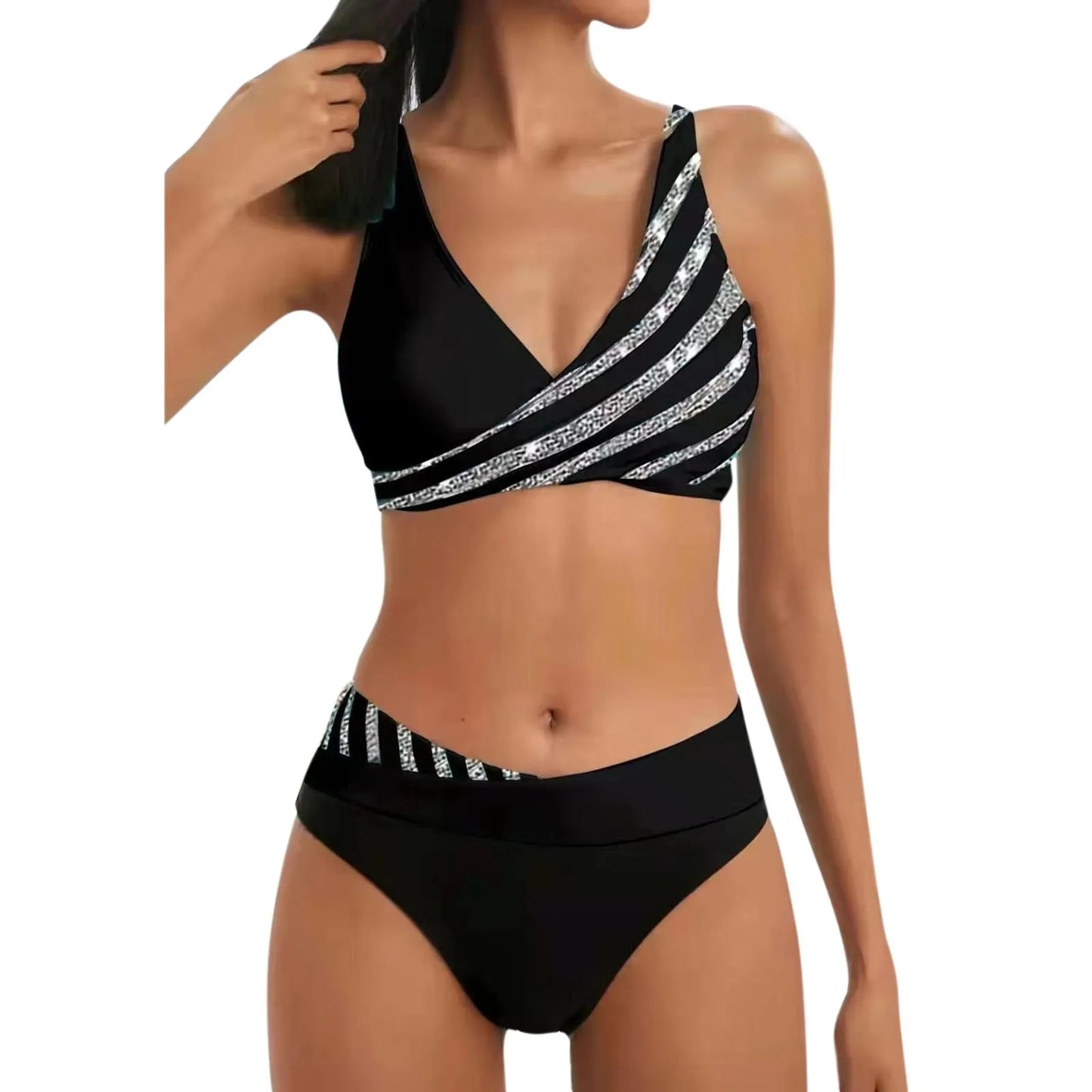 Costume da bagno stampato diviso in Bikini costume da bagno Sexy con diamanti alla moda da donna nuovo costume da bagno Bikini Sexy femminile Set Push Up nuoto