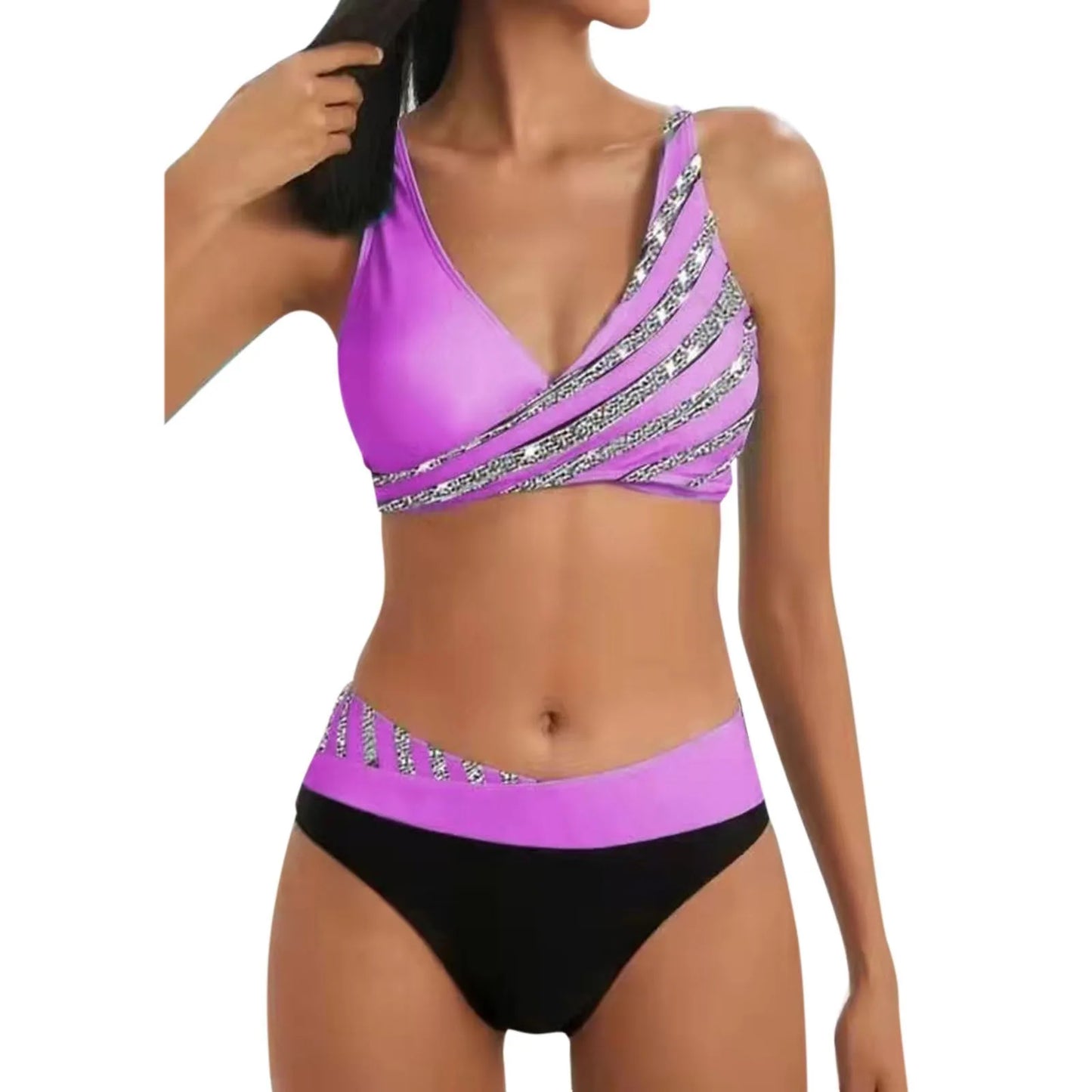 Costume da bagno stampato diviso in Bikini costume da bagno Sexy con diamanti alla moda da donna nuovo costume da bagno Bikini Sexy femminile Set Push Up nuoto