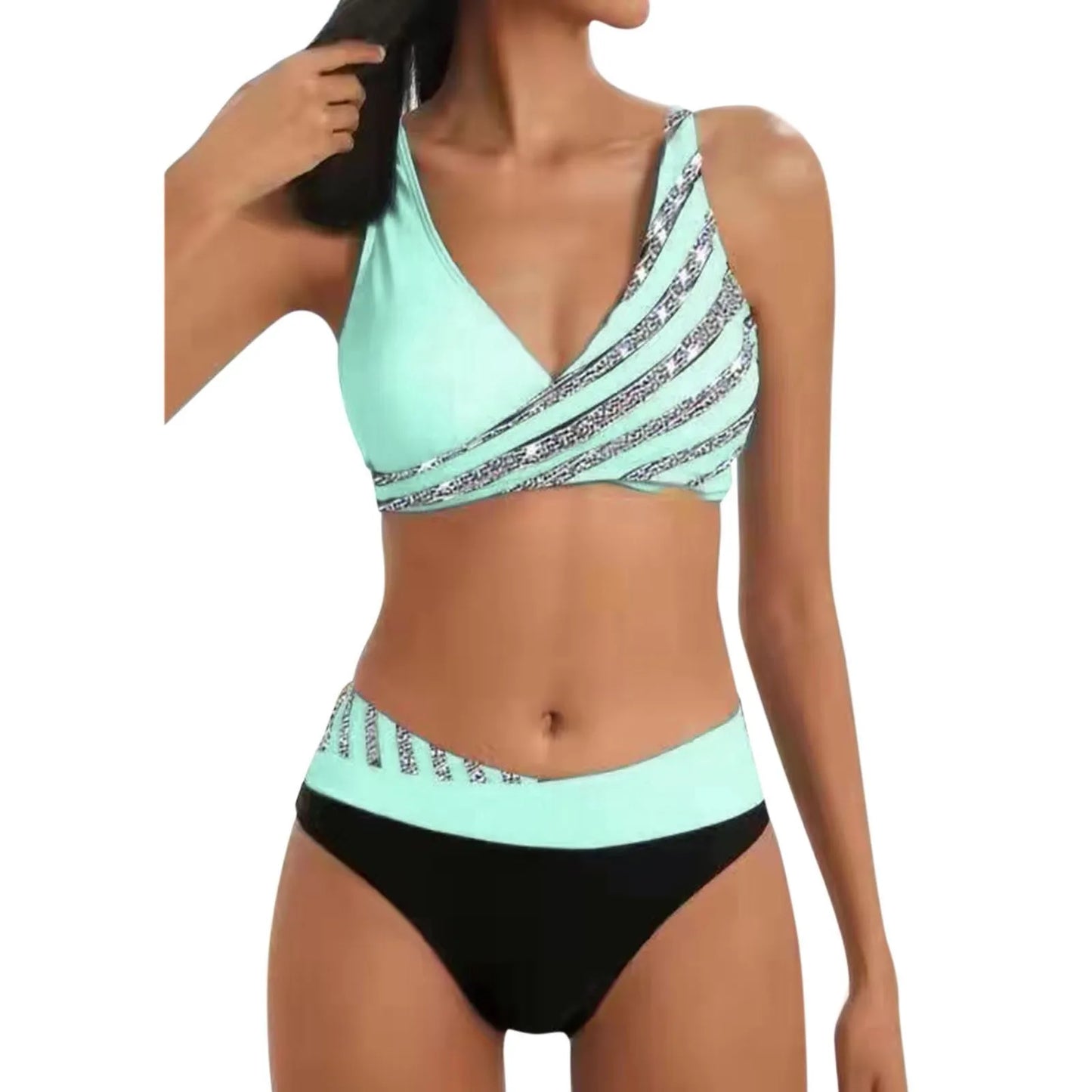 Costume da bagno stampato diviso in Bikini costume da bagno Sexy con diamanti alla moda da donna nuovo costume da bagno Bikini Sexy femminile Set Push Up nuoto