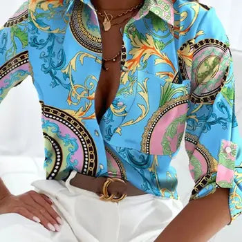 Camicetta donna elegante 2024 primavera e autunno temperamento .Top manica lunga stampa a righe camicia tascabile Slim Fit da ufficio