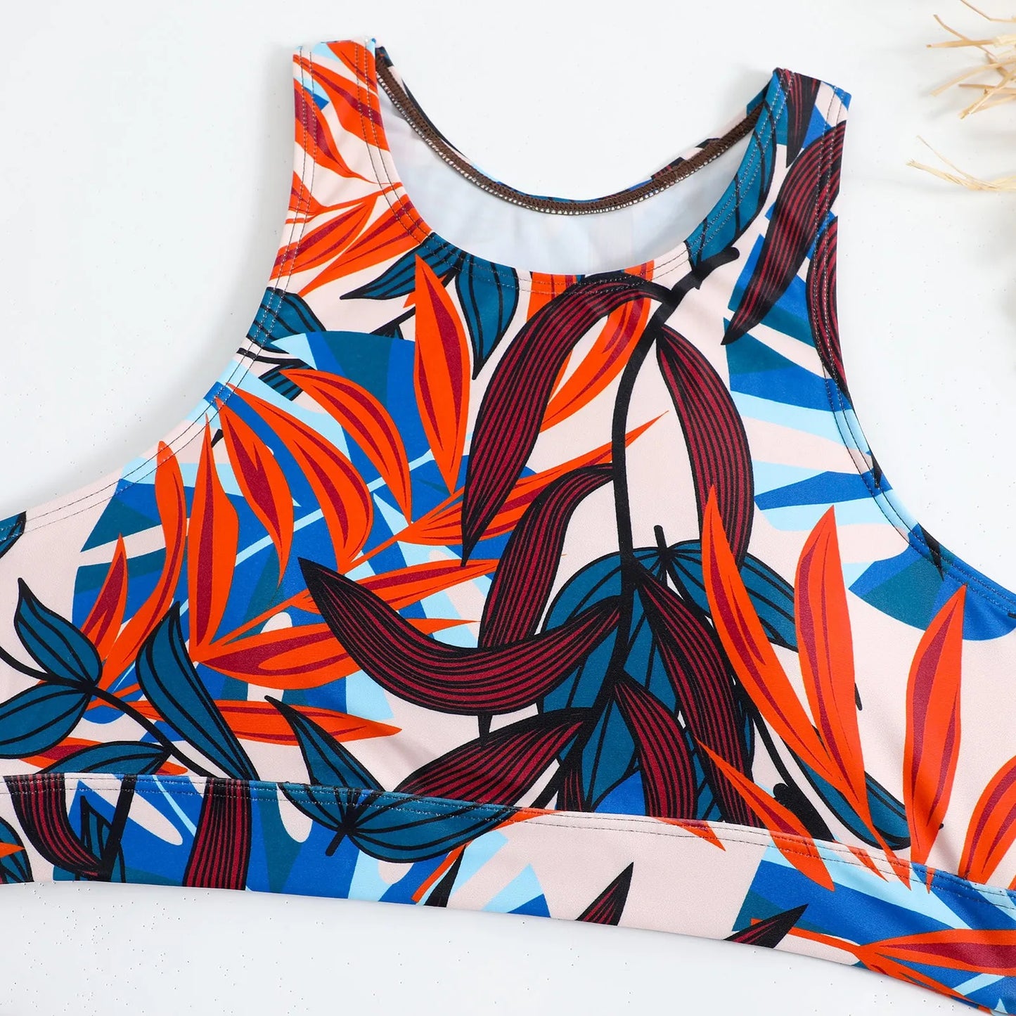 Costume da bagno donna canotta tinta unita costume da bagno donna a vita alta diviso in due pezzi