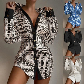 Camicetta donna elegante 2024 primavera e autunno temperamento .Top manica lunga stampa a righe camicia tascabile Slim Fit da ufficio